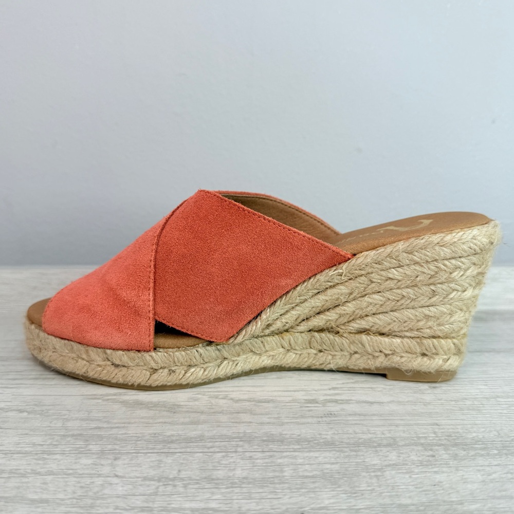 BRAND NEW! Anthropologie Paseart coral suede espadille wedge sandals size 6 - Picture 4 of 13